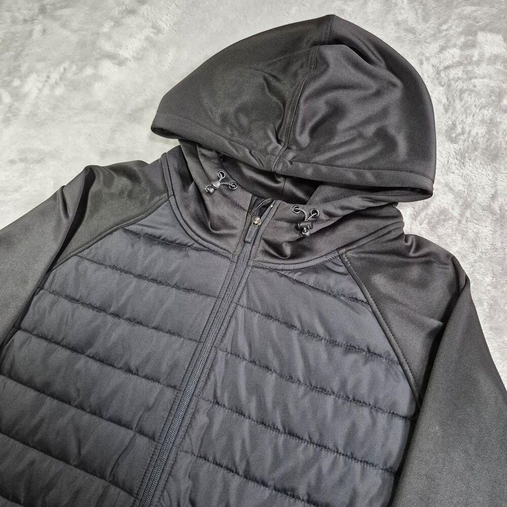 Reebok Puffer Jacket Mens 3XL Black Hybrid Full Zip Quilted Insulated Athletic